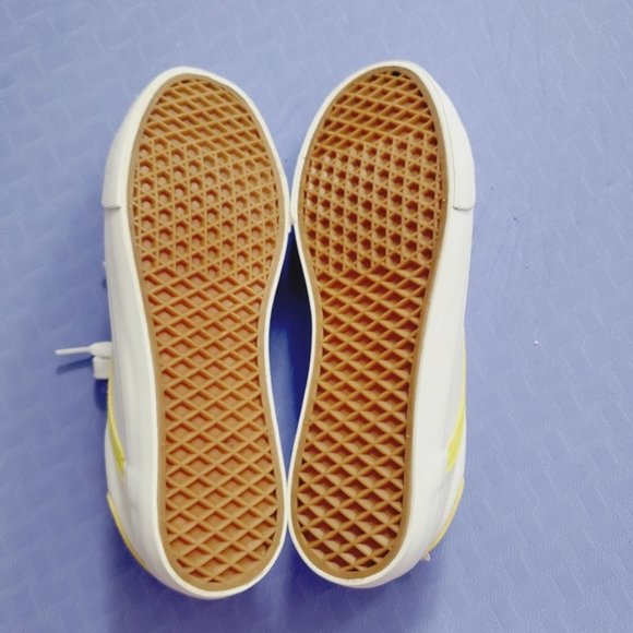 White and Yellow striped Sneakers - Picture 9 of 10